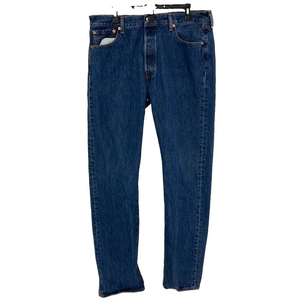 Men's Levi's 501 Jeans Button Fly Dark Wash Blue Size 36x34